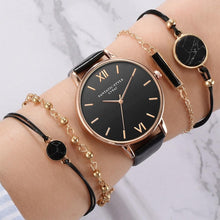 Carregar imagem no visualizador da galeria, Watch 5Pcs Set Women Quartz Wristwatch Leather Bracelet