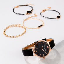Carregar imagem no visualizador da galeria, Watch 5Pcs Set Women Quartz Wristwatch Leather Bracelet