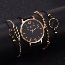 Carregar imagem no visualizador da galeria, Watch 5Pcs Set Women Quartz Wristwatch Leather Bracelet