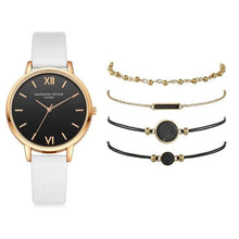 Carregar imagem no visualizador da galeria, Watch 5Pcs Set Women Quartz Wristwatch Leather Bracelet
