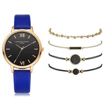 Carregar imagem no visualizador da galeria, Watch 5Pcs Set Women Quartz Wristwatch Leather Bracelet