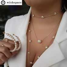 Carregar imagem no visualizador da galeria, Multilayer Strand Simulated Pearl Necklace and Earrings Set
