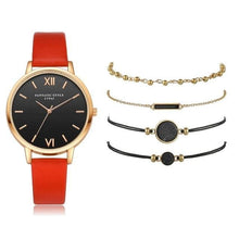 Load image into Gallery viewer, Watch 5Pcs Set Women Quartz Wristwatch Leather Bracelet
